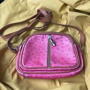 Valentina Vintage Small Pink Leather Crossbody Bag, preowned, significant wear